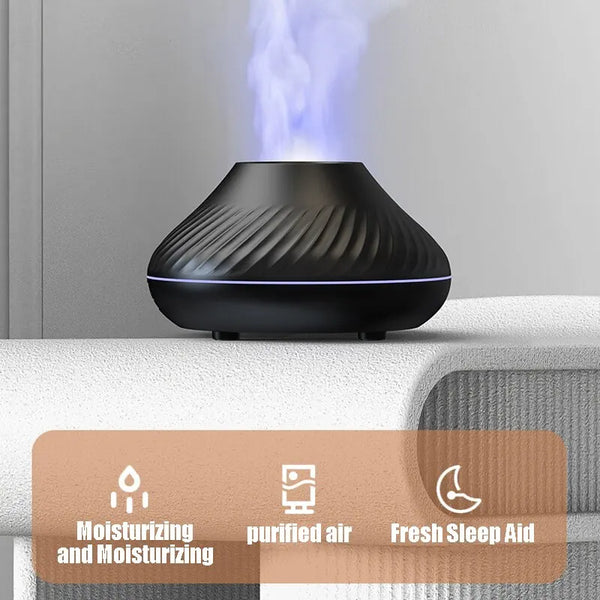 Flame Aromatherapy Humidifier with LED Color Flame Lamp - Home Style Essential Oil Diffuser