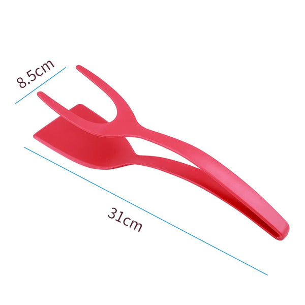 2-In-1 Nylon Grip Flip Tongs and Egg Spatula: Steak Spatula Tongs, Pancake Turner, and More - Kitchen Accessories