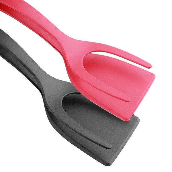 2-In-1 Nylon Grip Flip Tongs and Egg Spatula: Steak Spatula Tongs, Pancake Turner, and More - Kitchen Accessories