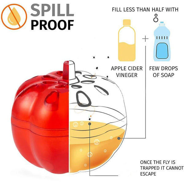 2Pcs Fruit Fly Trap Red Pumpkin Shape Fruit Fly Killer Home Kitchen Non-Toxic Gnat Killer Fly Catcher Pest Insect Control