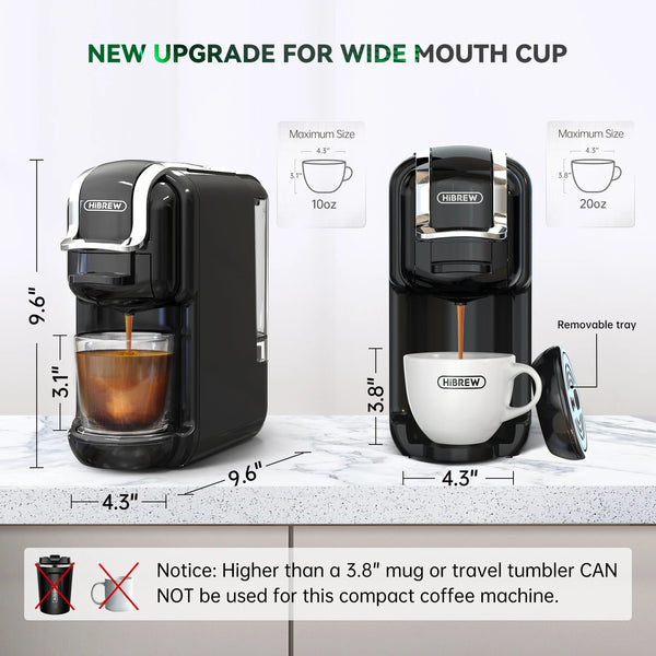 5-in-1 Capsule Coffee Machine - Hot/Cold, Dolce Gusto, Nespresso, ESE Pod, Ground Coffee - 19Bar