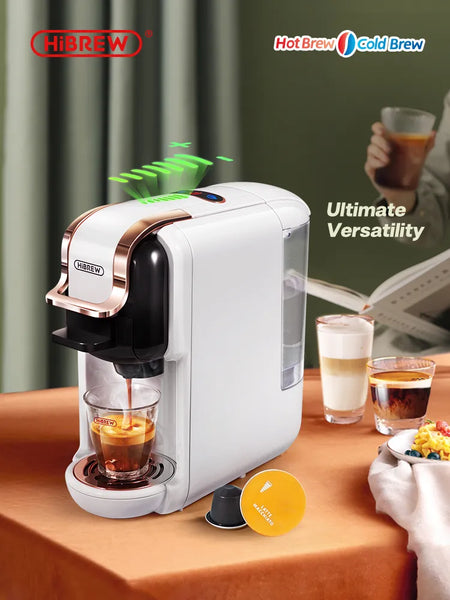 5-in-1 Capsule Coffee Machine - Hot/Cold, Dolce Gusto, Nespresso, ESE Pod, Ground Coffee - 19Bar
