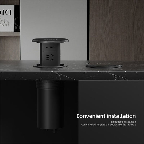Automatic Pop-Up Socket: Universal Plug Adapter with USB Type-C Wireless Charging Port