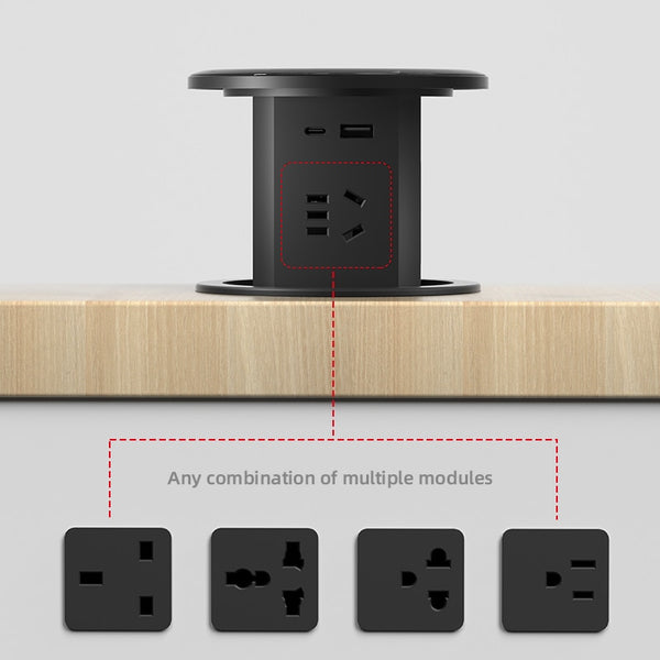 Automatic Pop-Up Socket: Universal Plug Adapter with USB Type-C Wireless Charging Port