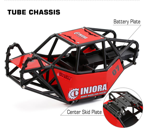 INJORA 310mm Wheelbase Rock Buggy Chassis With Tube Roll Cage for 1/10 RC Crawler Car Axial SCX10 90046 TRX4