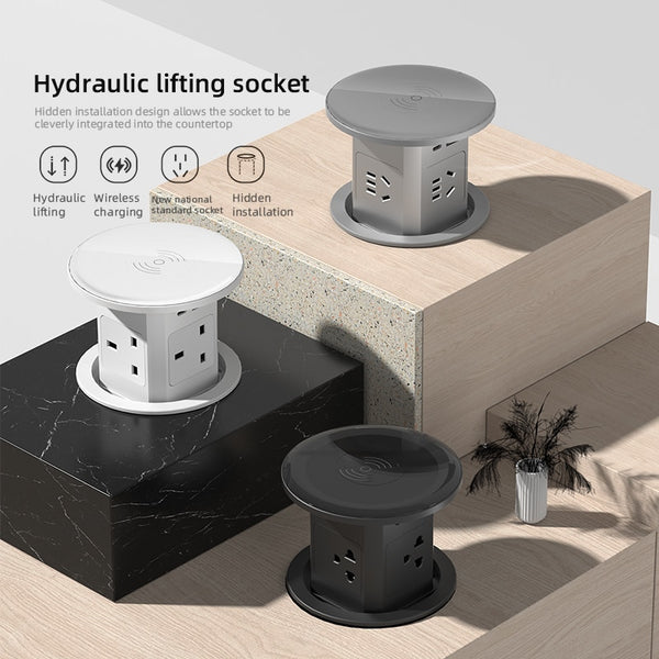 Automatic Pop-Up Socket: Universal Plug Adapter with USB Type-C Wireless Charging Port