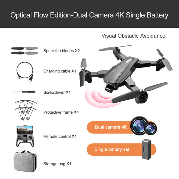 Drone GPS HD Aerial Photography 4K Dual-Camera Optical Flow Positioning Quadcopter - Shopsteria
