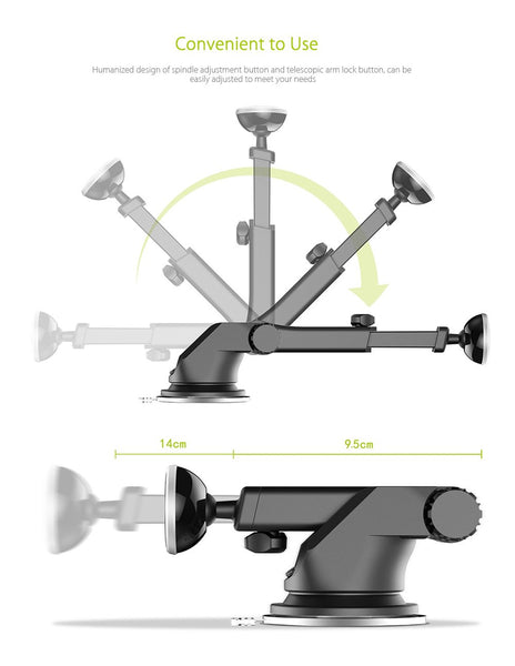 Solid Series BASEUS Telescopic Magnetic Car Phone Holder Mount Mobile Phone Stand 360 Rotation - Shopsteria