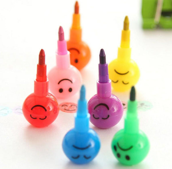 1pcs 7 Color Crayons Art Supplies For Kids Pastel Pen Drawing Set Stationery Smiley Face Crayons Pencil School Supplies - Shopsteria