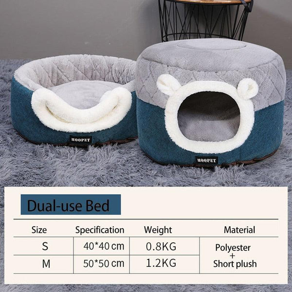 HOOPET Cat Bed House Soft Plush Kennel Puppy Cushion Small Dogs Cats Nest Winter Warm Sleeping Pet Dog Bed Pet Mat Supplies - Shopsteria007