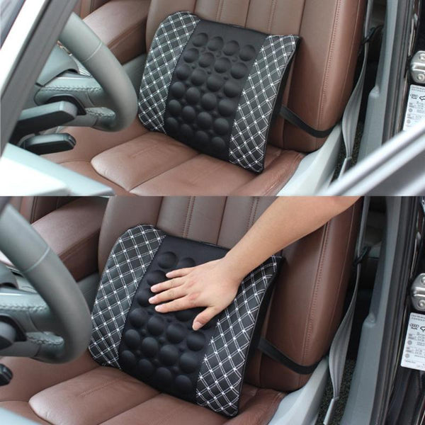 Car Lumbar Support Pillow 12V Electric Massage Auto Seat Back Relaxation Office Chair Waist Lumbar Support Cotton Cushion Pillow - Shopsteria
