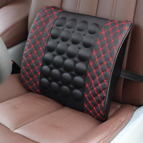 Car Lumbar Support Pillow 12V Electric Massage Auto Seat Back Relaxation Office Chair Waist Lumbar Support Cotton Cushion Pillow - Shopsteria