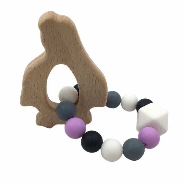 Baby Nursing Bracelets Wooden Teether Silicone Beads Teething Wood Rattles Toys Baby Bracelets Nursing Gift - Shopsteria