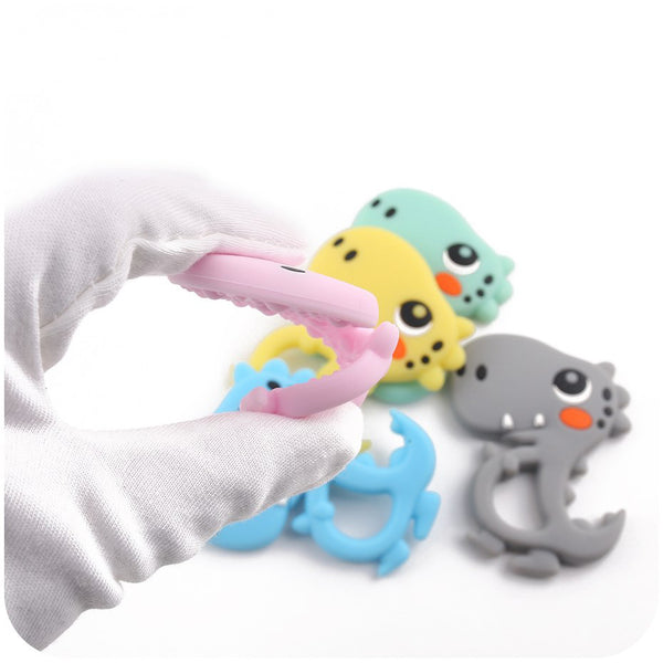 Silicone Teether Dinosaur Rattle Baby Teething Pendant DIY Pacifier Clip Accessories Baby Nursing Gifts - Shopsteria