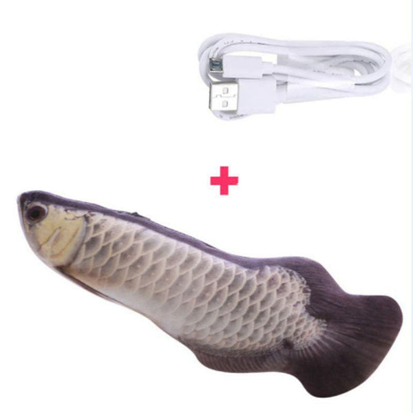 3D Fish Shape Cat Toy Interactive Gifts Fish Catnip Toys Stuffed Pillow Doll Simulation Fish Playing Toy For Pet USB Charging - Shopsteria