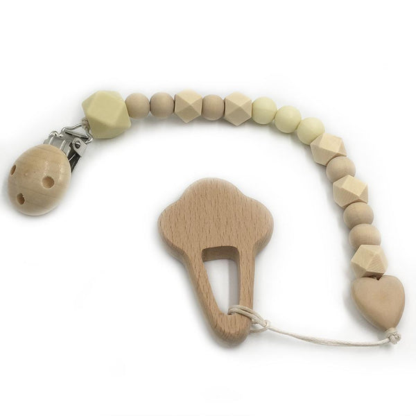2pc Baby Teether Organic Wooden Animal Teether Natural Teething Grasping Toy Silicone Bead Toddler Teether Newborn DIY Baby Gift BPA FREE - Shopsteria