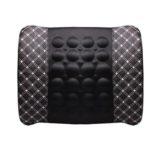 Car Lumbar Support Pillow 12V Electric Massage Auto Seat Back Relaxation Office Chair Waist Lumbar Support Cotton Cushion Pillow - Shopsteria