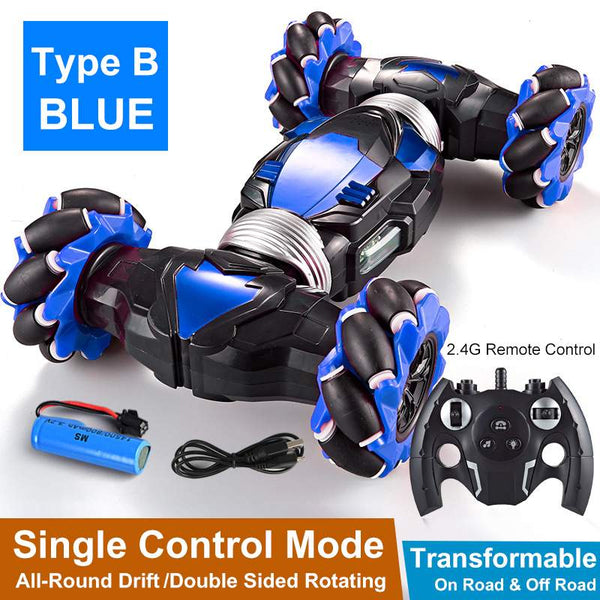 RC Car 4WD Radio Control Stunt Car Gesture Twisting Off-Road Vehicle Drift RC Toys With Light & Music - Shopsteria