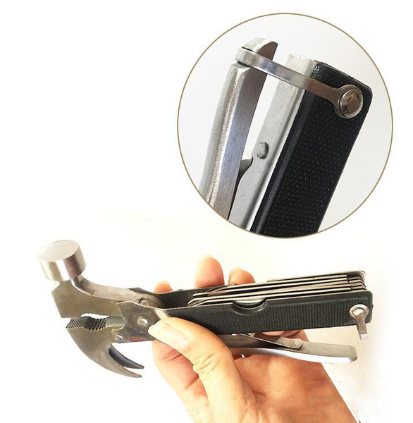 TAC TOOL 18 IN 1  Camping Multi Tools Multifunction Claw Hammer Outdoor Survival Gear Folding - Shopsteria