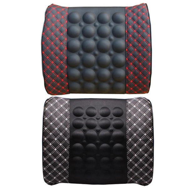 Car Lumbar Support Pillow 12V Electric Massage Auto Seat Back Relaxation Office Chair Waist Lumbar Support Cotton Cushion Pillow - Shopsteria