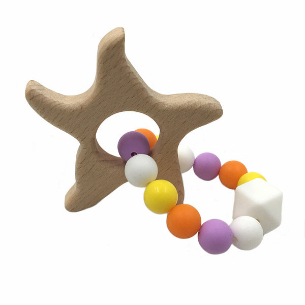 Baby Nursing Bracelets Wooden Teether Silicone Beads Teething Wood Rattles Toys Baby Bracelets Nursing Gift - Shopsteria