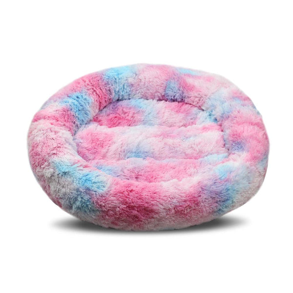 22*22 Inch / 55*55 cm Colorful Dog Kennel Cat Kennel Pet Bed Round Plush Winter Dog Pad Cat Pad Small And Medium Dogs - Shopsteria