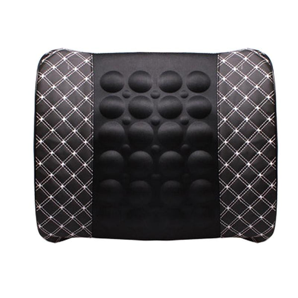 Car Lumbar Support Pillow 12V Electric Massage Auto Seat Back Relaxation Office Chair Waist Lumbar Support Cotton Cushion Pillow - Shopsteria