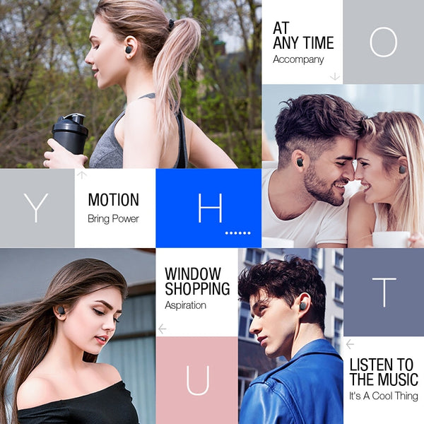 Bluetooth TWS Earbuds Wireless Earphones Stereo Headset Bluetooth Earphone with Mic and Charging Box - Shopsteria