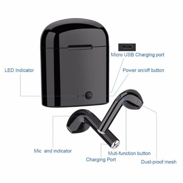 i7s TWS Mini Wireless Bluetooth Earphone Stereo Earbud Headset With Charging Box Mic For Iphone Xiaomi All Smart Phone air pods - Shopsteria007