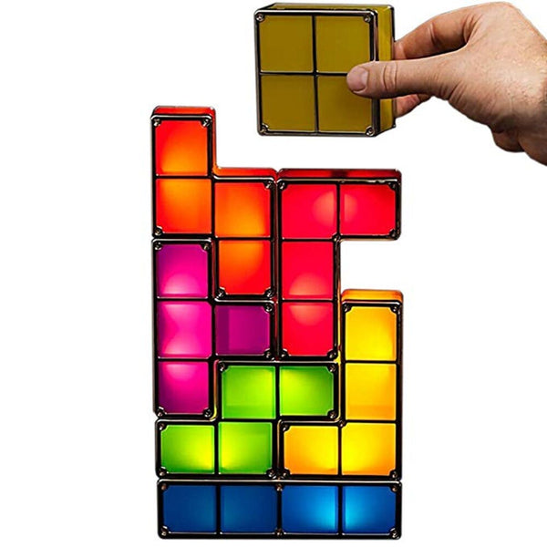 DIY Tetris Night Light Colorful Stackable Tangram Puzzles 7 Pieces LED Induction Interlocking Lamp 3D Toys Gift - Shopsteria