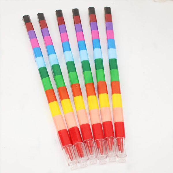 Creative Blocks Painting Crayon 12Colors Drawing Coloring Pens School Kids Writing Pens Stationery Supply A18 Colored Pencils - Shopsteria