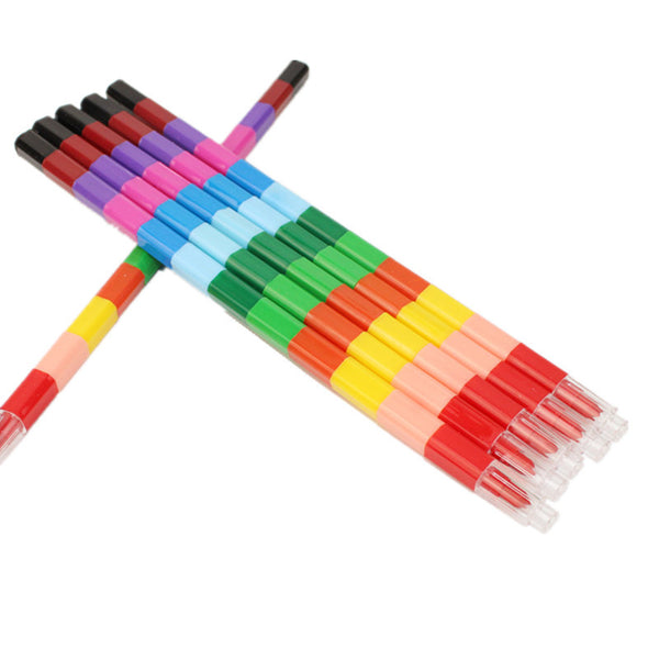 Creative Blocks Painting Crayon 12Colors Drawing Coloring Pens School Kids Writing Pens Stationery Supply A18 Colored Pencils - Shopsteria