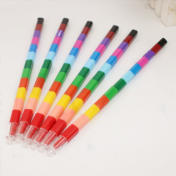 Creative Blocks Painting Crayon 12Colors Drawing Coloring Pens School Kids Writing Pens Stationery Supply A18 Colored Pencils - Shopsteria
