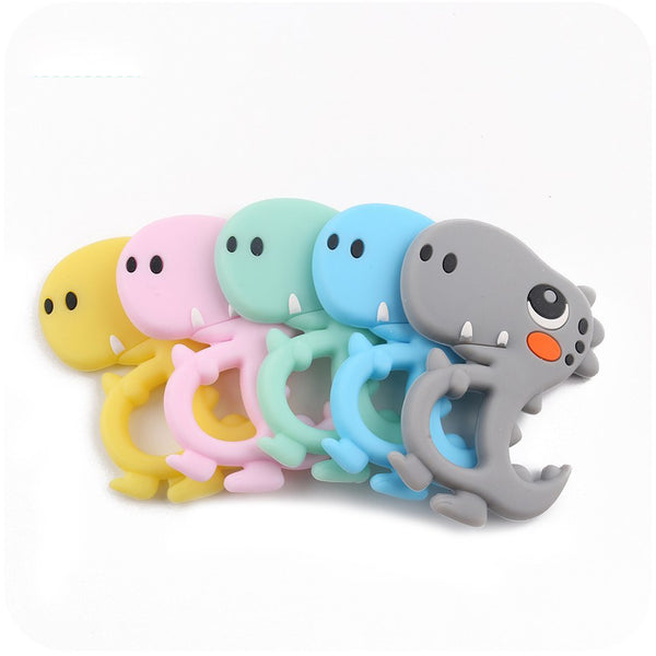 Silicone Teether Dinosaur Rattle Baby Teething Pendant DIY Pacifier Clip Accessories Baby Nursing Gifts - Shopsteria