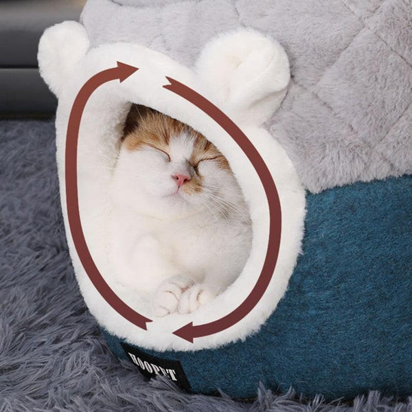 HOOPET Cat Bed House Soft Plush Kennel Puppy Cushion Small Dogs Cats Nest Winter Warm Sleeping Pet Dog Bed Pet Mat Supplies - Shopsteria007