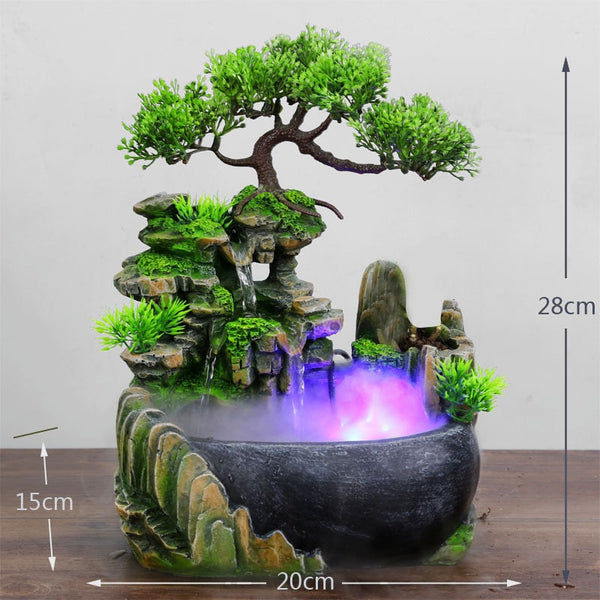 Wealth Feng Shui Tabletop Waterfall Fountain (LED Lights Spray Optional) - Shopsteria