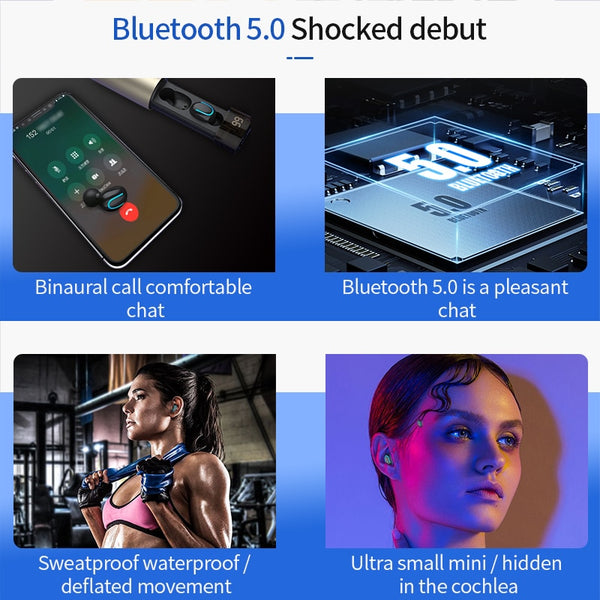 Q67 TWS Wireless Earbuds 3D Stereo Mini Bluetooth Earphone 5.0 With Dual Mic Sports Waterproof Earphones Auto Pairing Headset - Shopsteria
