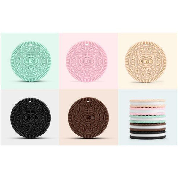 3 Piece Silicone Biscuit Teether Baby Chew Toy BPA Free Silicone Cookie Teether Pacifier Clip Nursing Pendant Baby Teether - Shopsteria