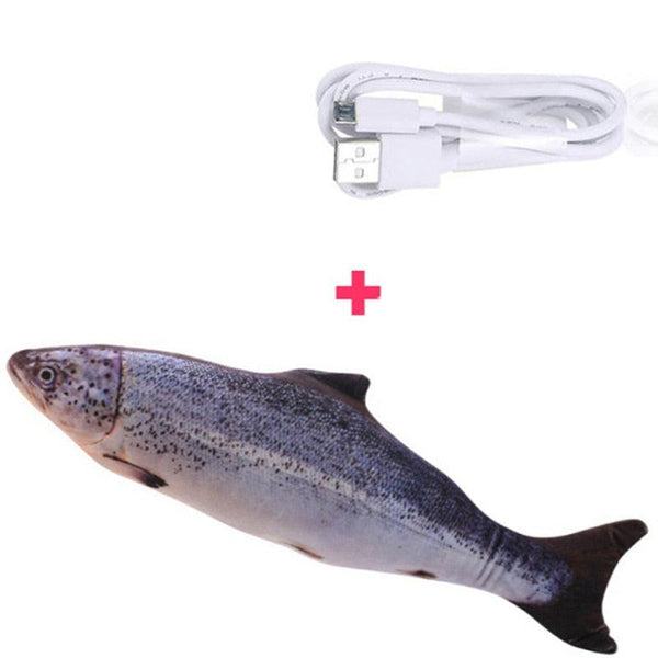 3D Fish Shape Cat Toy Interactive Gifts Fish Catnip Toys Stuffed Pillow Doll Simulation Fish Playing Toy For Pet USB Charging - Shopsteria