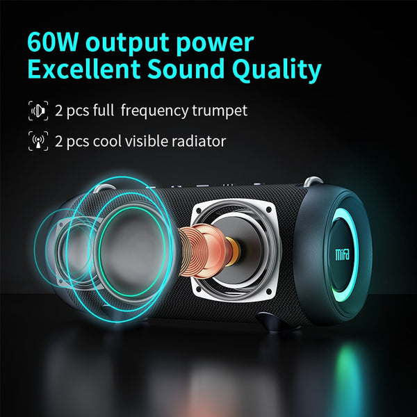 A90 Bluetooth Speaker 60W Output Power Bluetooth Waterproof  Speaker with Class D Amplifier Excellent Bass Performace camping speaker - Shopsteria