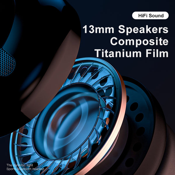 New wireless Bluetooth 5.0 neck style cool glow headphones with microphone sports game headphones noise reduction stereo headset - Shopsteria