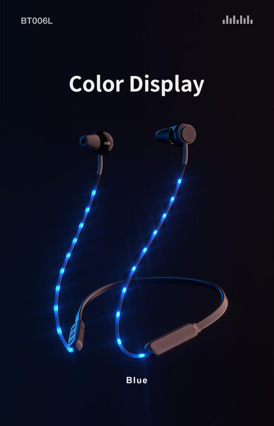 New wireless Bluetooth 5.0 neck style cool glow headphones with microphone sports game headphones noise reduction stereo headset - Shopsteria