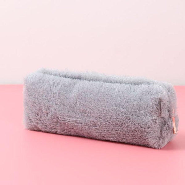 1pcs Color Plush Pencil Case for Girls Cute Cosmetic Bag Pen Bag Stationery Pouch Box Kids Gift Office Supplies - Shopsteria