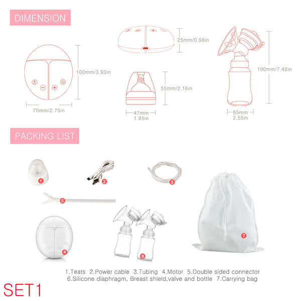 Electric breast pump unilateral and bilateral breast pump manual silicone breast pump baby breastfeeding accessories - Shopsteria