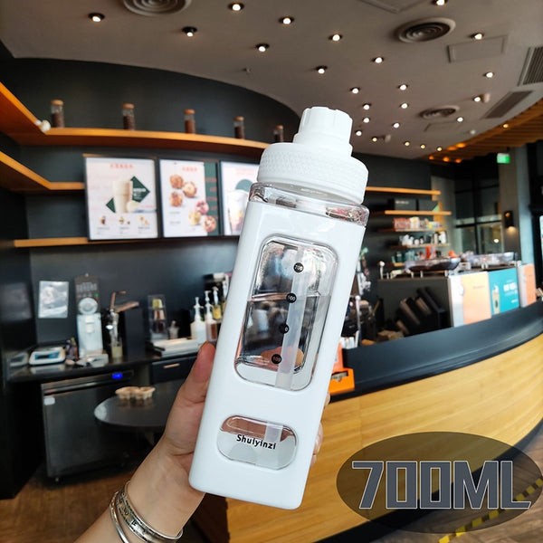 Bear Pastel Water Bottle With 3D Sticker 700ml/900ml Travel Tea Juice Milk Portable Cute Shaker Drink Bottle Gift - Shopsteria