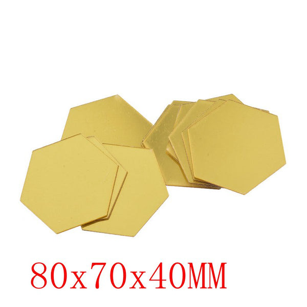 6/12 Pcs 3D Hexagon Acrylic Mirror Wall Stickers - Shopsteria