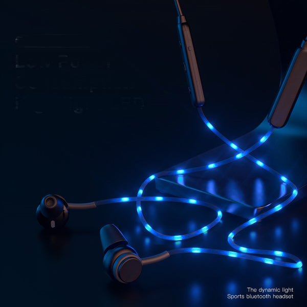 New wireless Bluetooth 5.0 neck style cool glow headphones with microphone sports game headphones noise reduction stereo headset - Shopsteria