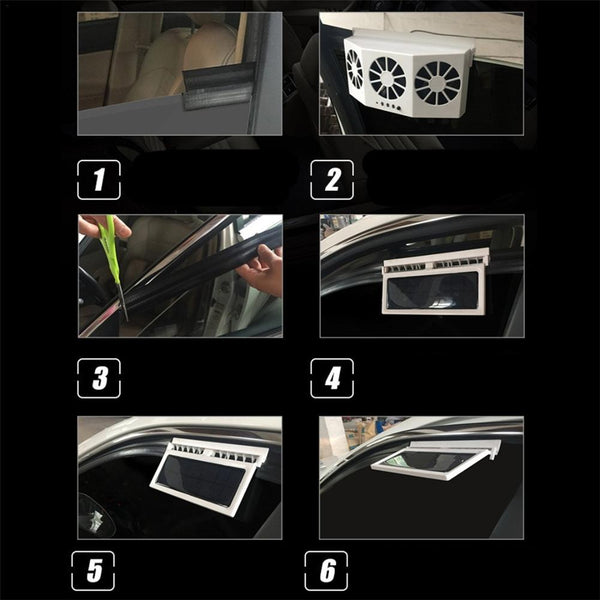 Car Fan Solar Window Sun Powered Car Auto Air Vent Cool Cooling System Radiator Fan Cooling Fan Energy Saving Car-styling Cooler - Shopsteria