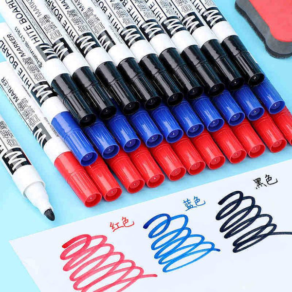10pcs/set Waterborne Whiteboard Marker Pen Black/Blue/Red - Shopsteria