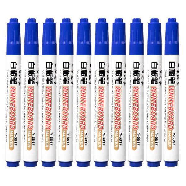 10pcs/set Waterborne Whiteboard Marker Pen Black/Blue/Red - Shopsteria